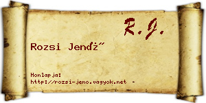 Rozsi Jenő névjegykártya
